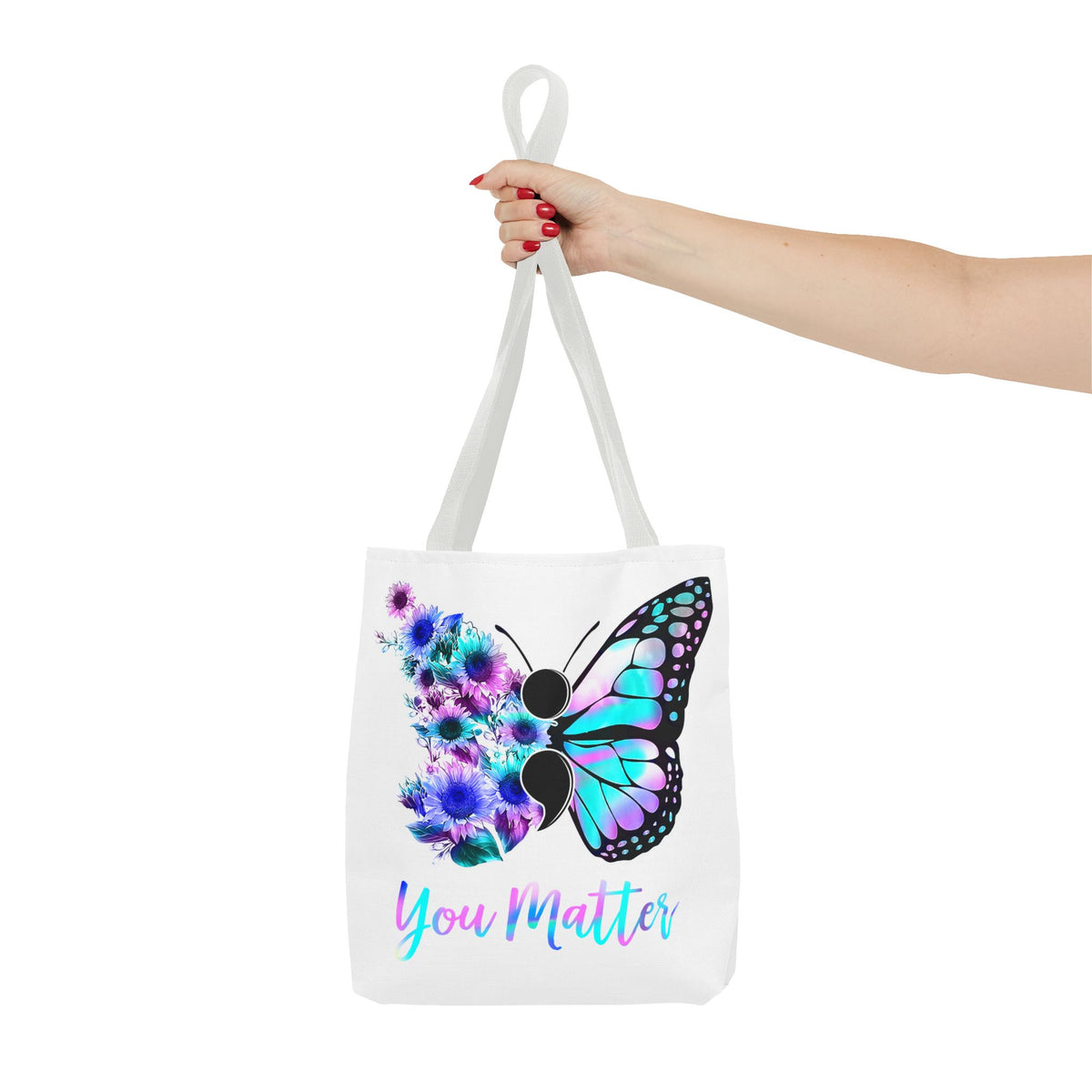You Matter Butterfly Tote Bag – Inspirational Floral Butterfly AOP Tote