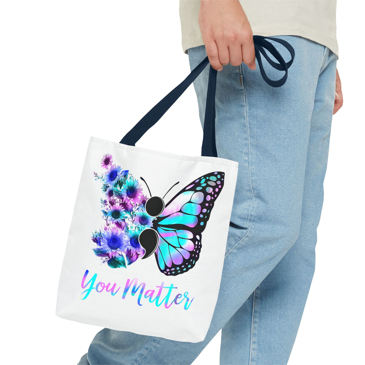 You Matter Butterfly Tote Bag – Inspirational Floral Butterfly AOP Tote