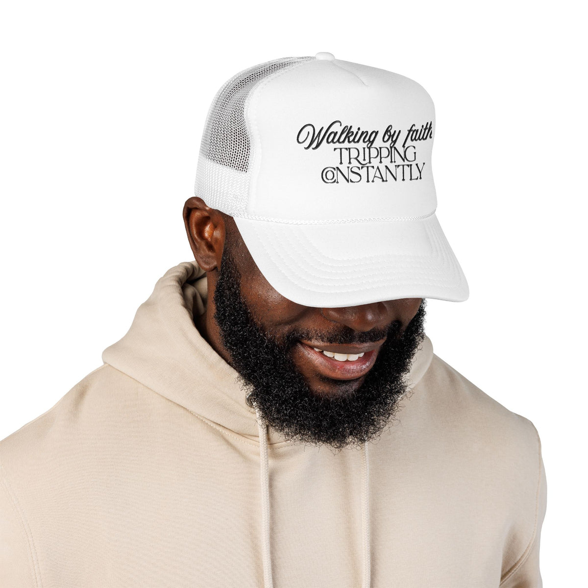 "Walking By Faith, Tripping Constantly" Trucker Hat