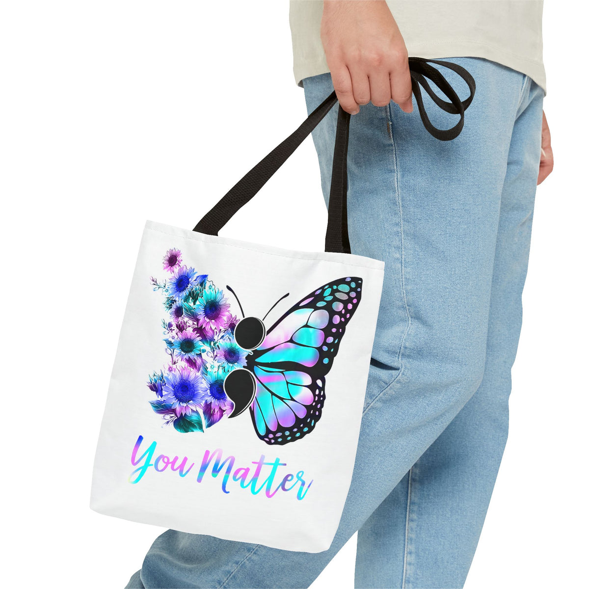 You Matter Butterfly Tote Bag – Inspirational Floral Butterfly AOP Tote