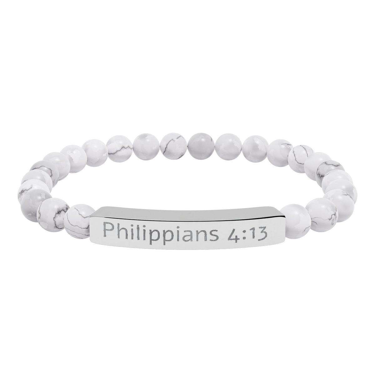 Engraved Natural Stone Stretch Bracelet - Philippians 4:13 Bracelet