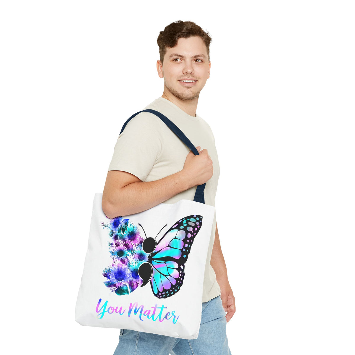 You Matter Butterfly Tote Bag – Inspirational Floral Butterfly AOP Tote