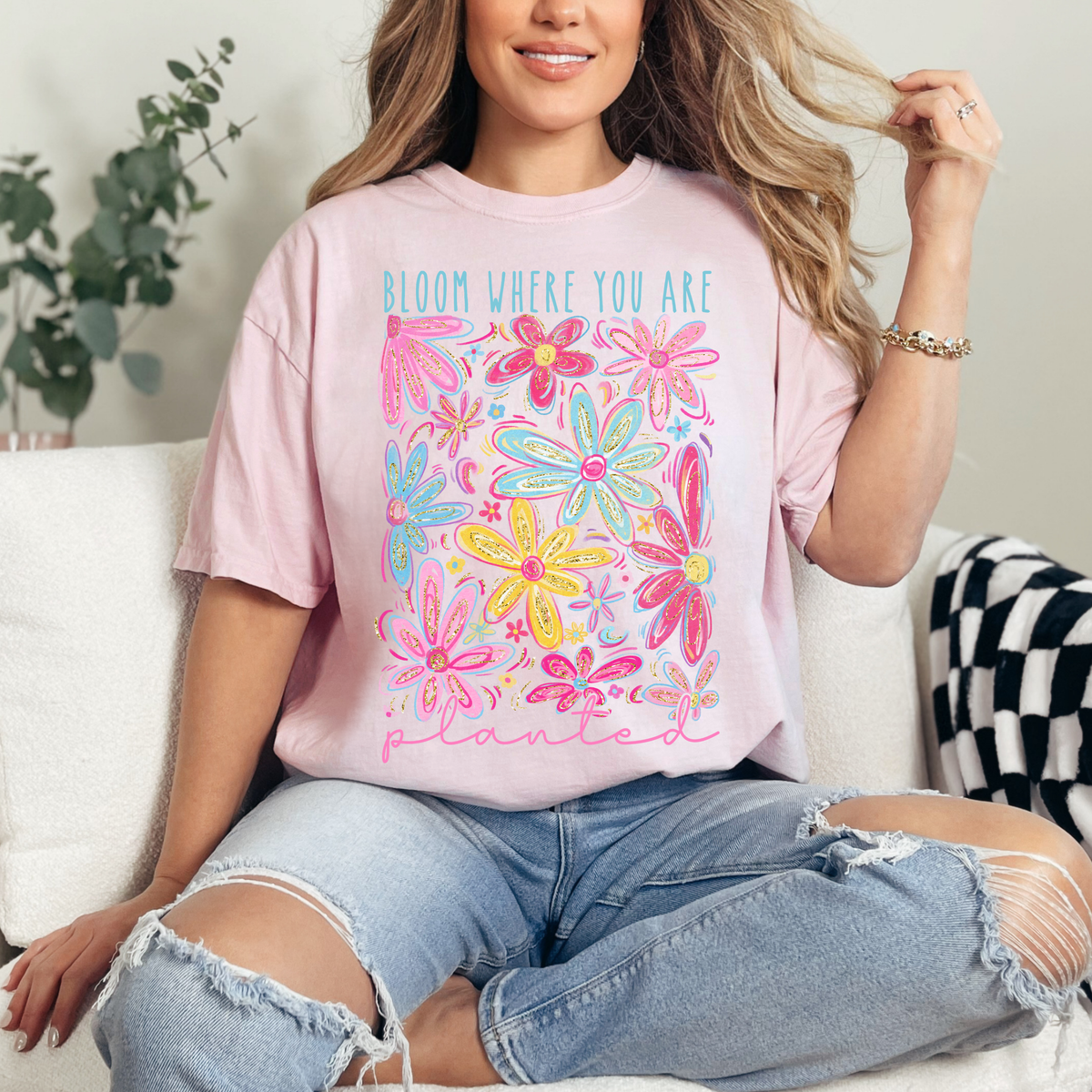 Bloom Where You Are Planted Floral T-Shirt