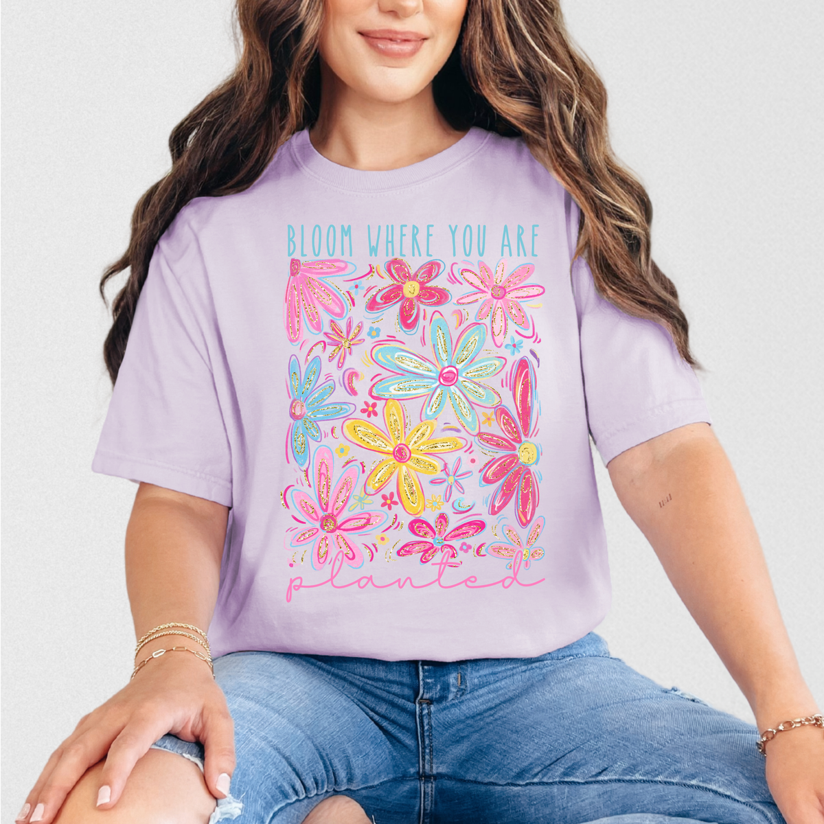 Bloom Where You Are Planted Floral T-Shirt