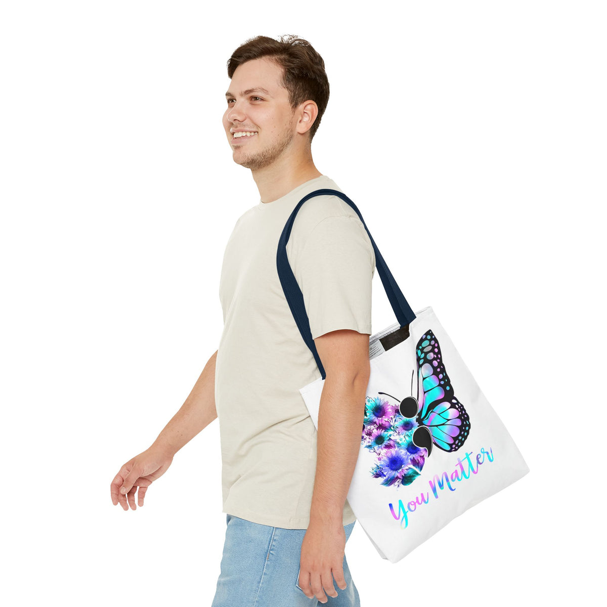 You Matter Butterfly Tote Bag – Inspirational Floral Butterfly AOP Tote