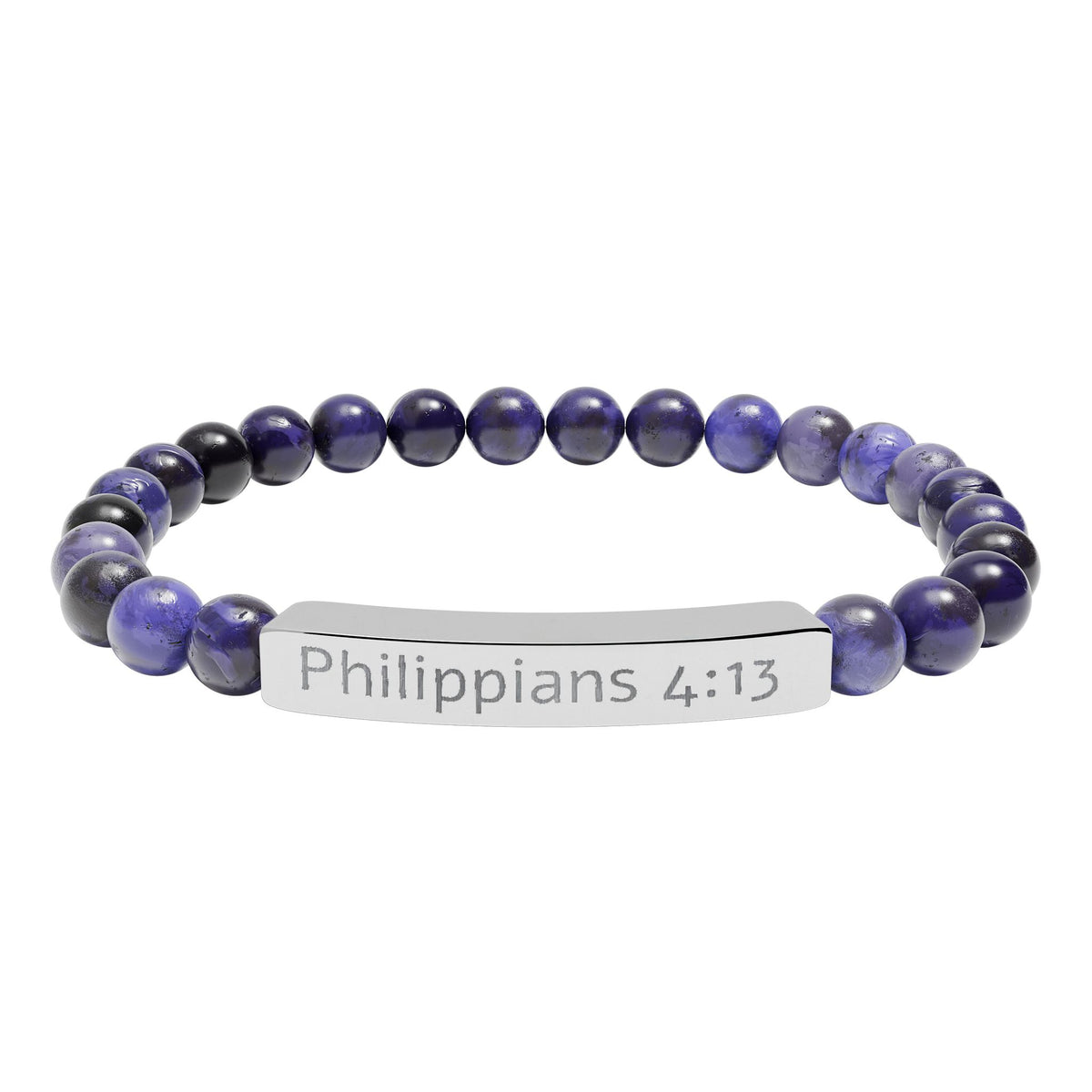 Engraved Natural Stone Stretch Bracelet - Philippians 4:13 Bracelet