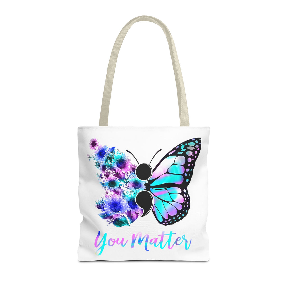 You Matter Butterfly Tote Bag – Inspirational Floral Butterfly AOP Tote