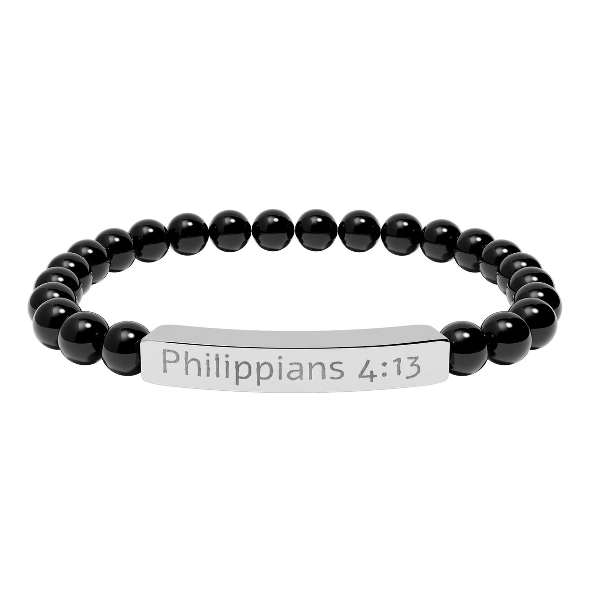 Engraved Natural Stone Stretch Bracelet - Philippians 4:13 Bracelet