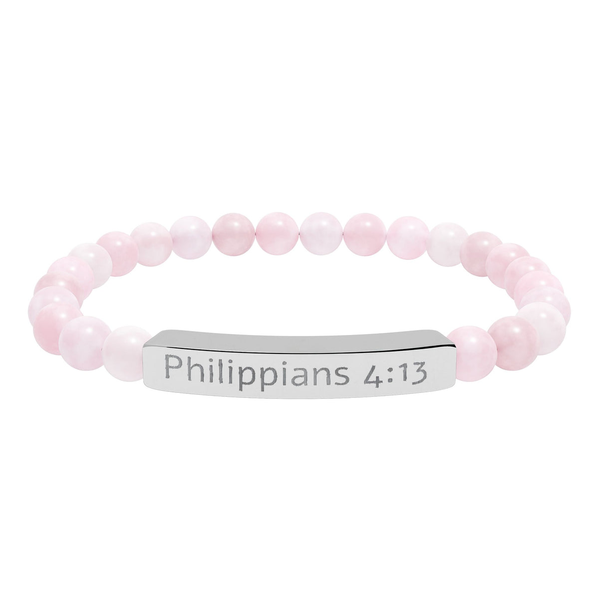 Engraved Natural Stone Stretch Bracelet - Philippians 4:13 Bracelet