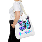You Matter Butterfly Tote Bag – Inspirational Floral Butterfly AOP Tote