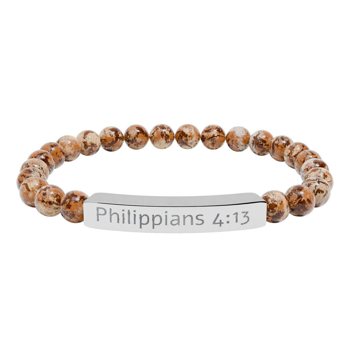 Engraved Natural Stone Stretch Bracelet - Philippians 4:13 Bracelet