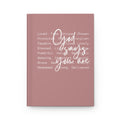 Mauve notebook with motivational text on a white background